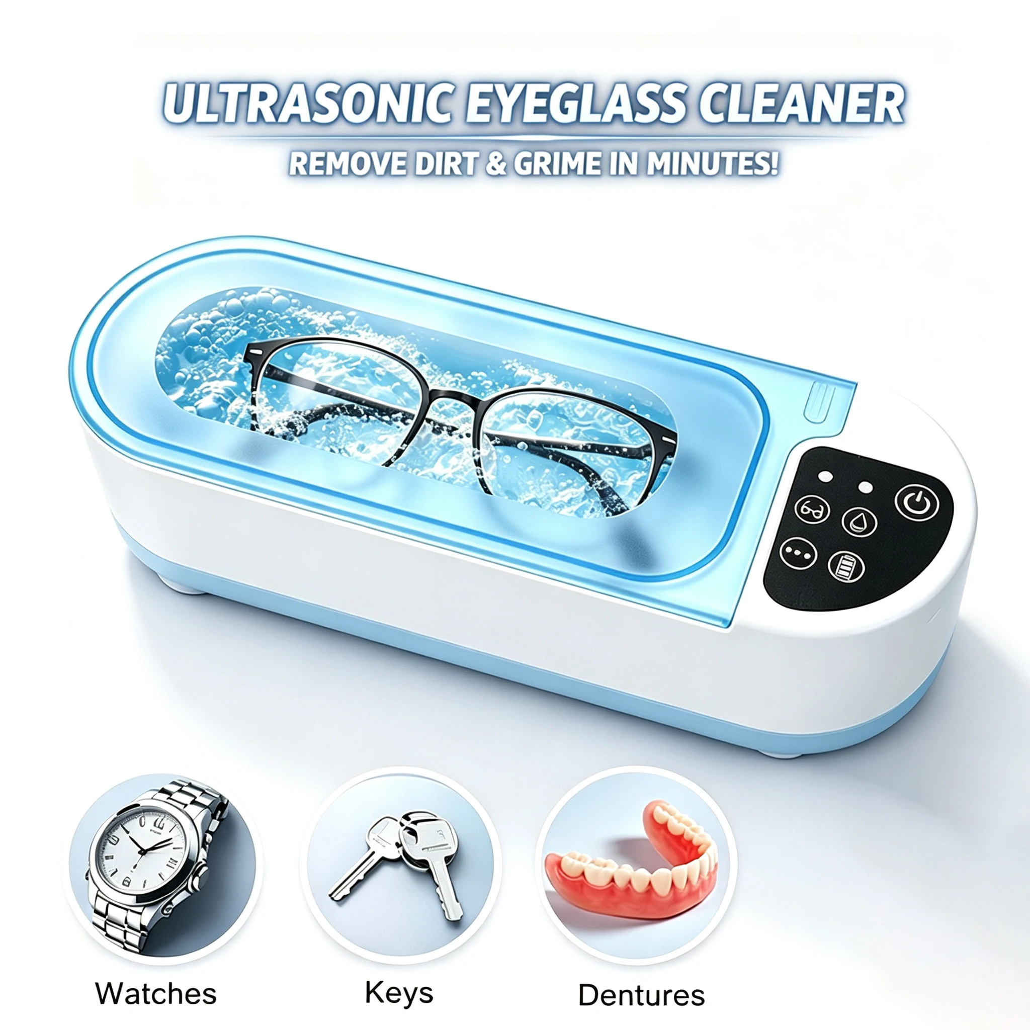 Ultrasonic Glasses Cleaner High Frequency USB Charging Multi Purpose Cleaning Machine for Eyewear Accessories Home Use
