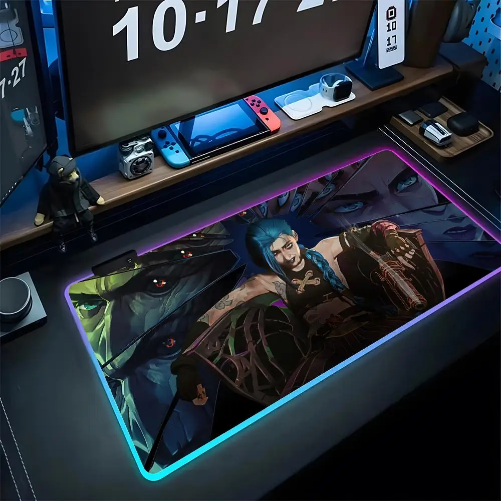 

L-lea-gueS Of Legends J-JinxS Mouse Pad Gaming Rgb Mousepad Backlit Keyboard Gamer Retail Girl Xxl Laptop Mat Table Pads Deskpad