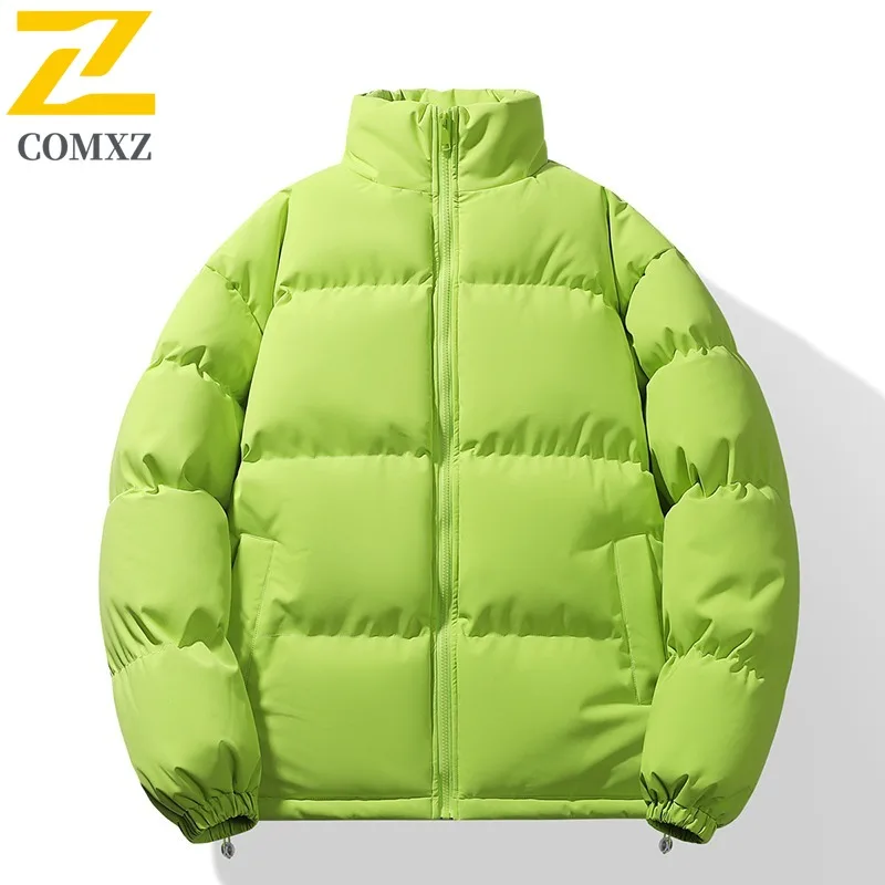 COMXZ الرجال سترة مبطنة بالقطن سميكة الدافئة يندبروف عادية في الهواء الطلق التزلج السفر الشتاء سترة التخييم الحد الأدنى معطف الحشو