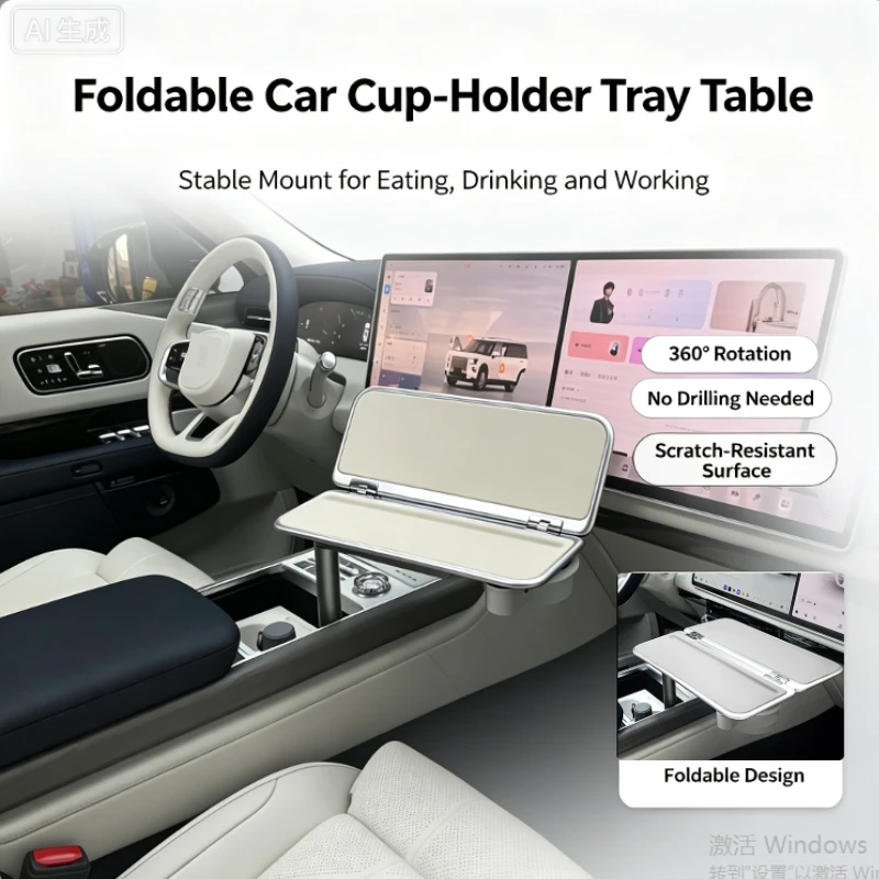 For Zeekr 9X Car mounted suspended aluminum alloy small desk - front dining table mobile office desk (special height pole)