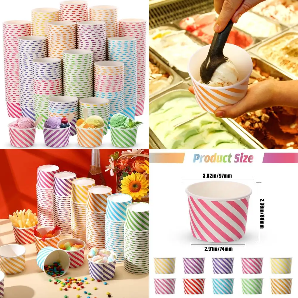 

Бумажные стаканчики для мороженого на 8 унций — одноразовые миски для десертного мороженого для замороженного йогурта, закусок, супа и горячей/холодной еды