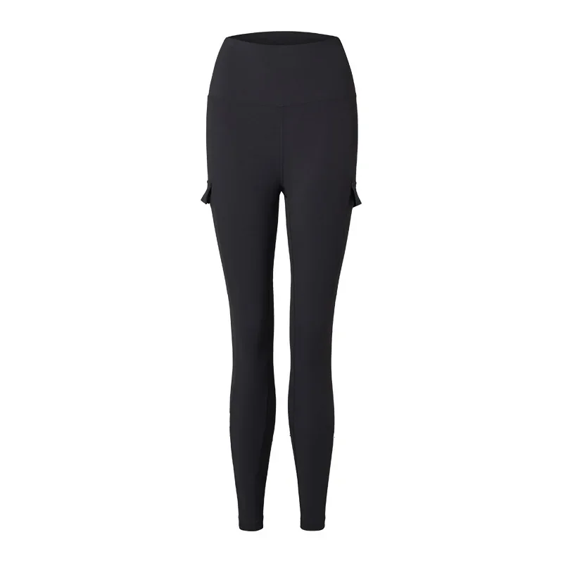 Xiaoxing-Calças de Yoga Apertado Quadril de Cintura Alta com Bolsos Laterais, Calças Justas Respiráveis para Mulheres, Yoga Leggings