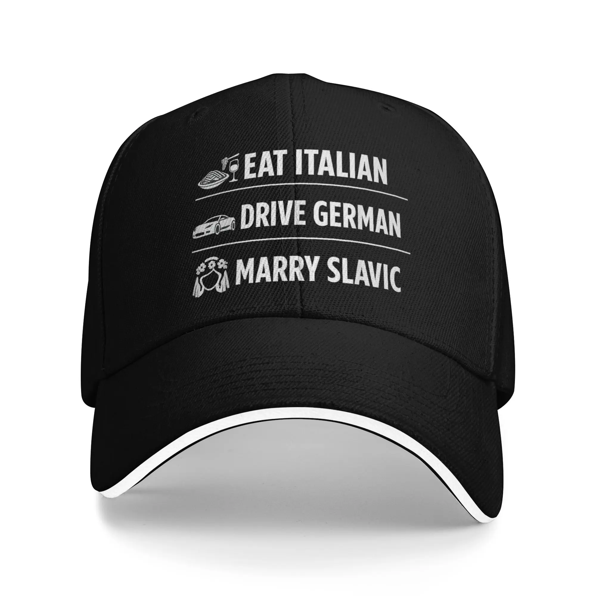 Funny Eat Italian Drive German Marry Slavic Sun Baseball Cap  Summer Vintage Trucker Hat For Female Male Kpop Rock Baseball Caps