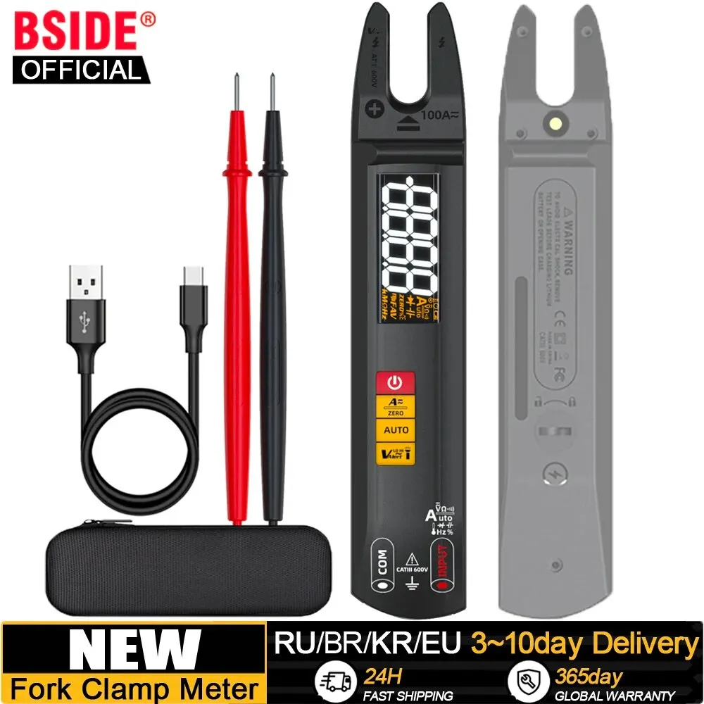 NEW Digital Clamp Meter Multimeter Fork DC AC Professional 100A Ammeter Pliers T-RMS Current OpenJaw Auto Electrical Tester