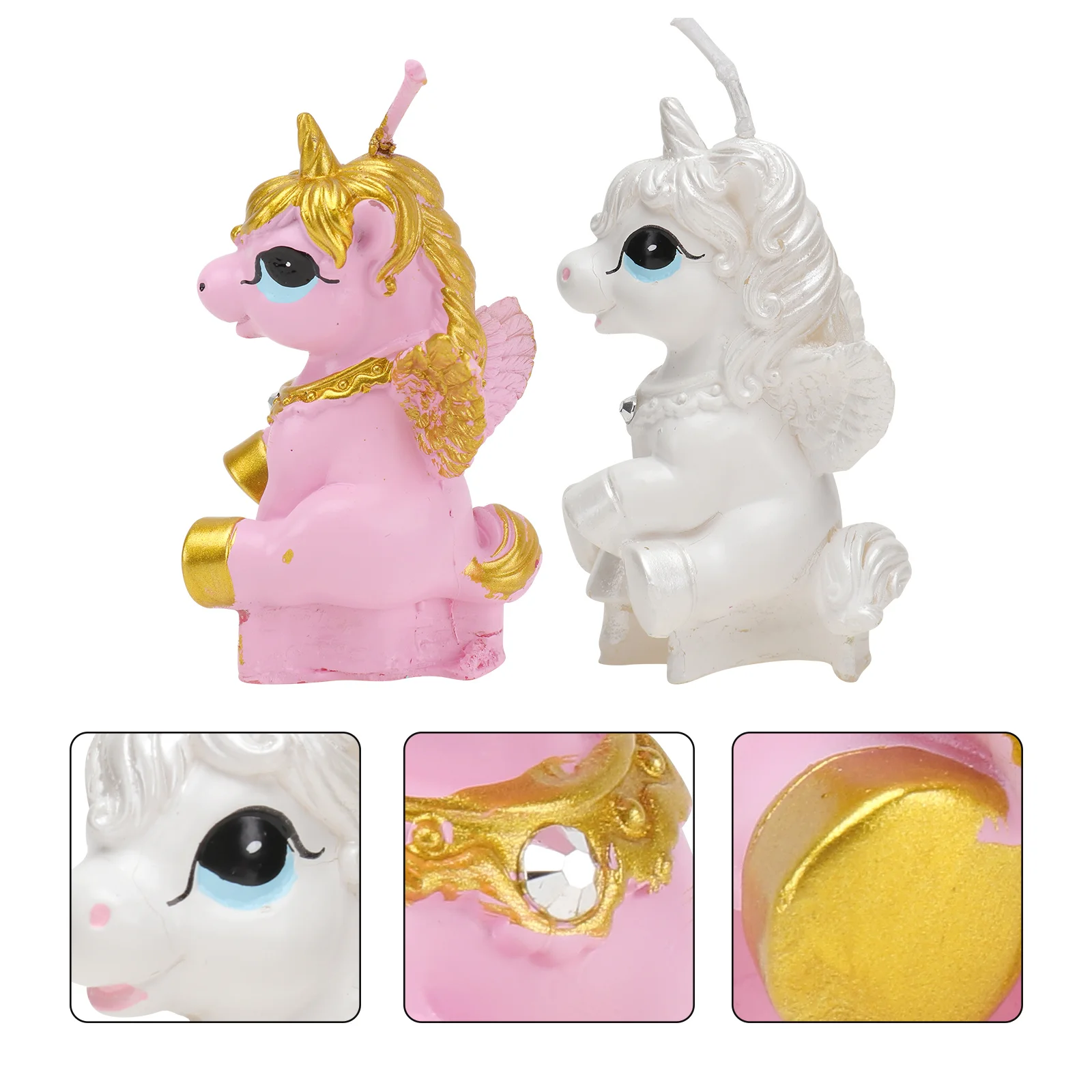 

2pcs Unicorn Shape Birthday Candles Colorful Party Cake Long Burn Sturdy Non Toxic Eco Friendly Flame Steady Holder