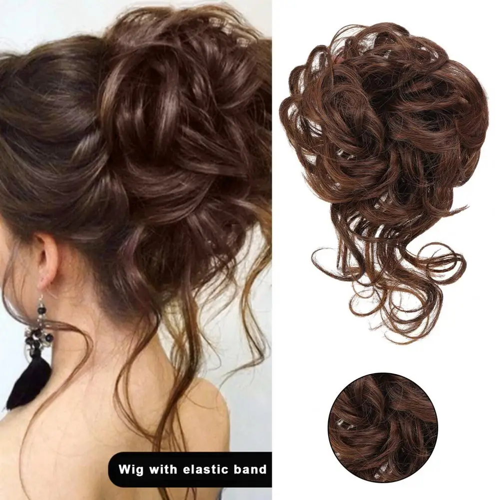 Messy Bun Wig Hair Tie Elastic Fluffy Realistic Natural Silky Hair Extension Women Girls Tousled Updo Hairs Hairpiece Scrunchie