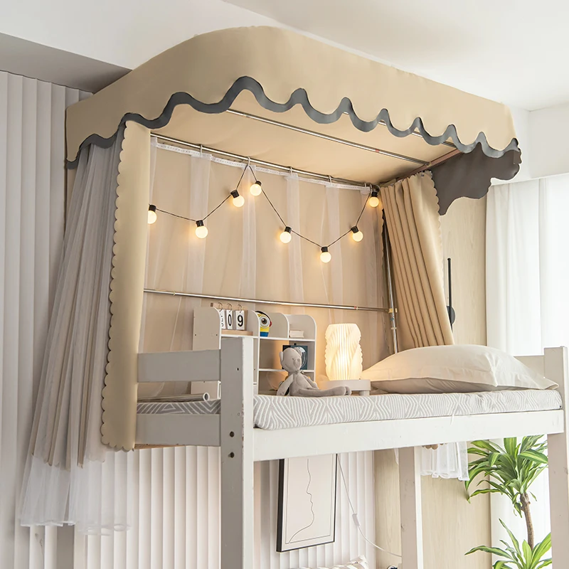 

Double Tra Bed Curtain with Sliding Tra Mosquito Net Strong Light Bloing Upper And Lower Berth Dormi Bedroom Decor