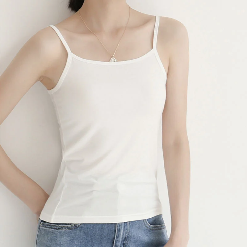 Frauen Sling Weste Sommer Crop Tops Mädchen Sexy Strap Baumwolle Camisoles Damen Ärmellose Sport Yoga Fitness Basis Weste Tops Weiß