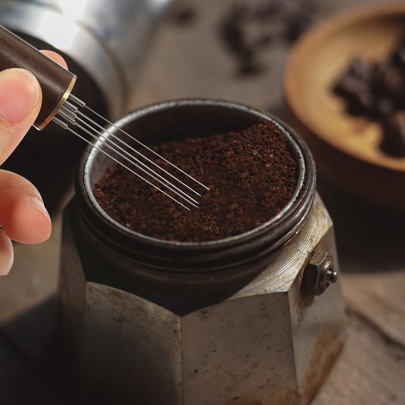 

Stainless Steel Espresso Coffee Powder Stirring Tool Metal Coffee Stirrer For Espresso Distribution Wooden Handle Easy