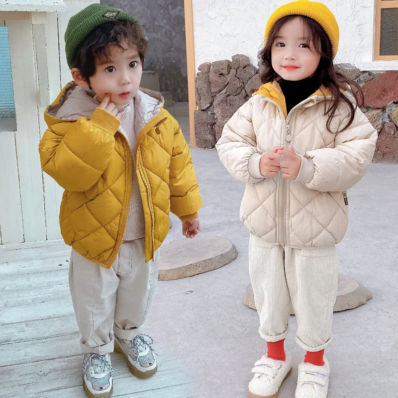 Spring New Children Down Jackets Autumn Boys Girls Fashion Thick Warm Outerwear Baby Hooded Clothes Kids Cotton Coats 3-8 Year