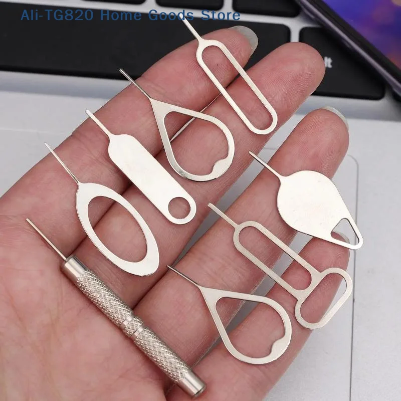 [TG820]16Pcs/set Sim Card Eject Pin Needle Universal Mobile Phone Steel Ejector Pin SIM Card Tray Opener Keyring For