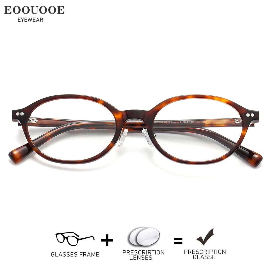 

New Women Oval Design Glasses Prescription Optical Eyewear Anti-Reflection Lenses Myopia Progressive Tortoise Acetate Eyeglasses