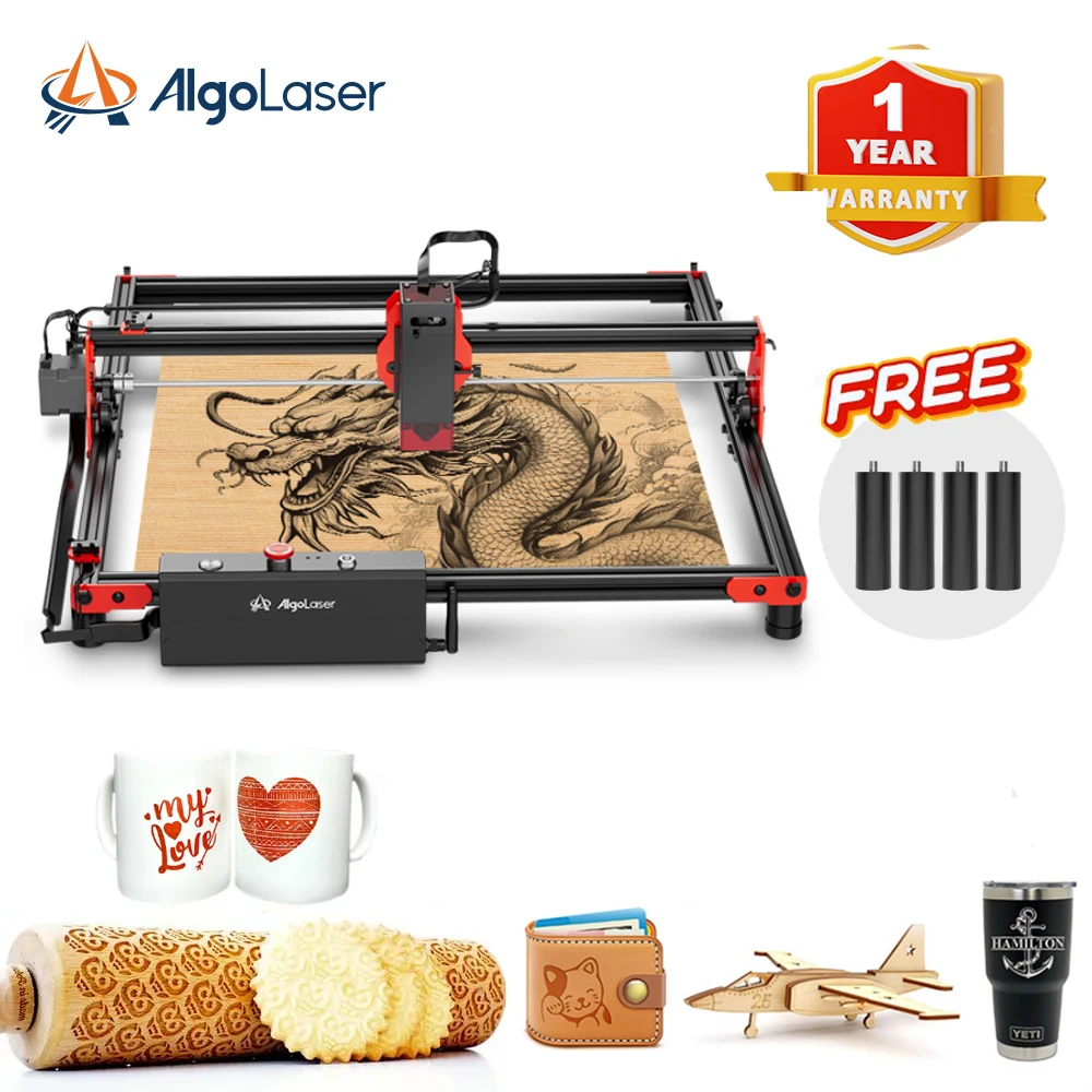 WI-FI Offline APP Control AlgoLaser DIY Laser Engraver+Rotary Roller Laser Engraving Machine Mark Cans Eggs Cylinders Bottle Pen