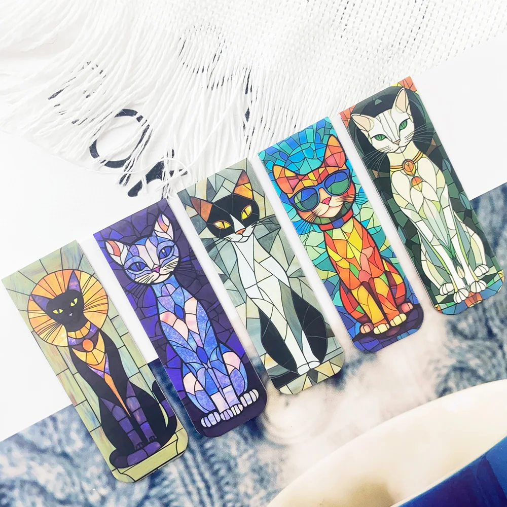 5pcs Elegant Cat Magnetic Bookmark Reading Pages Books Annotated Students Stationary Supplies DIY Aesthetic Creative Bookmark