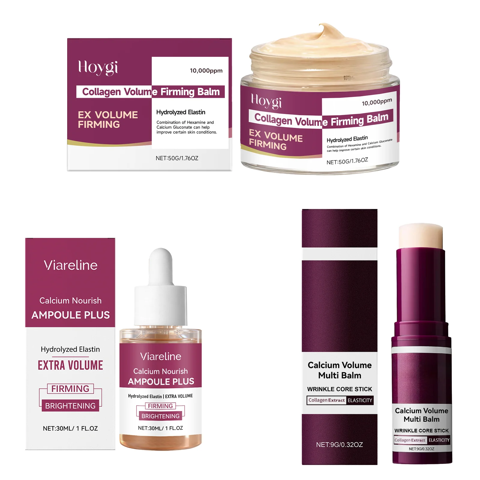 Koreanischer Calcium-Volumen-Multi-Balsam + Calcium-Kollagen-Feuchtigkeitspflege + Porenstraffendes Essenz-Gesichtswasser für die tägliche Hautpflege
