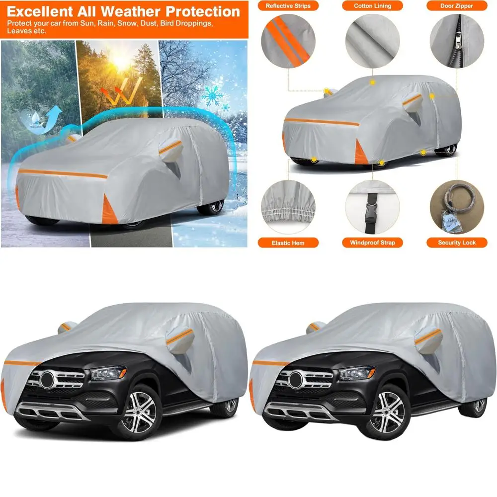 

Universal Waterproof Outdoor Car Cover for 2006-2025 GL/GLS Class 450 450d with Door Zipper and Cotton Lining - Gray