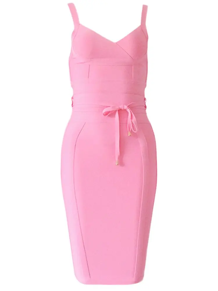 Vestido ajustado con fajas de pasarela para mujer, vestido Bandage clásico Sexy 2025 para fiesta nocturna con cuello en V ajustado, Vestidos elásticos XL
