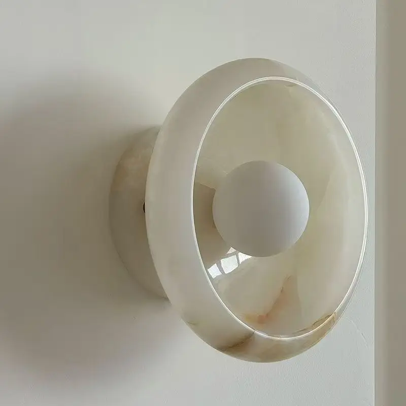 Modern High-end Jade Wall Lamp Villa Model Room Mirror Headlight Wabi Sabi Style Balcony Headboard Foyer Ceiling Light