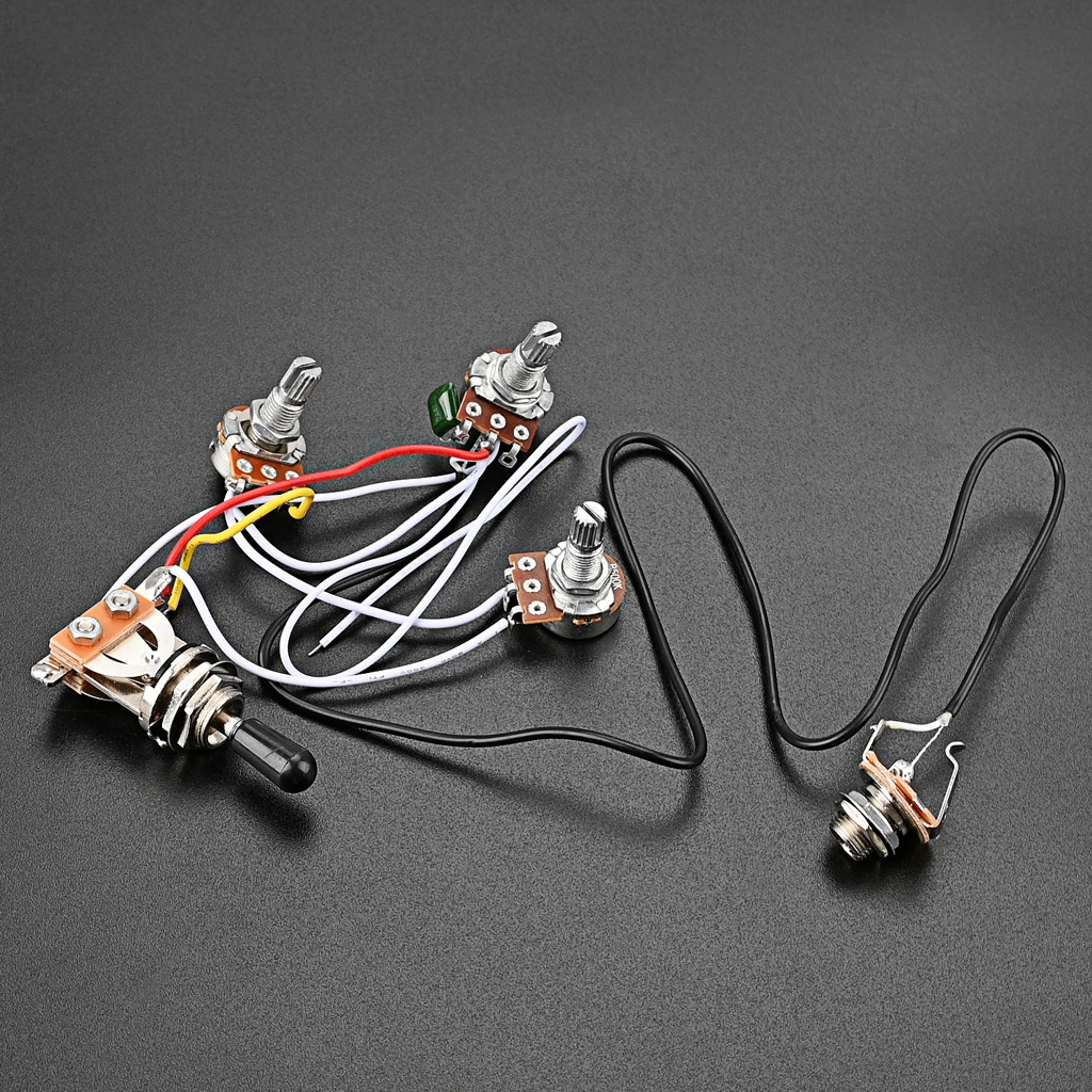 Electric Guitar Wiring Harness 3-Way Toggle Switch 2 Volume 1 Tone Pots & 6.35mm Output Jack for LP  Guitar Parts
