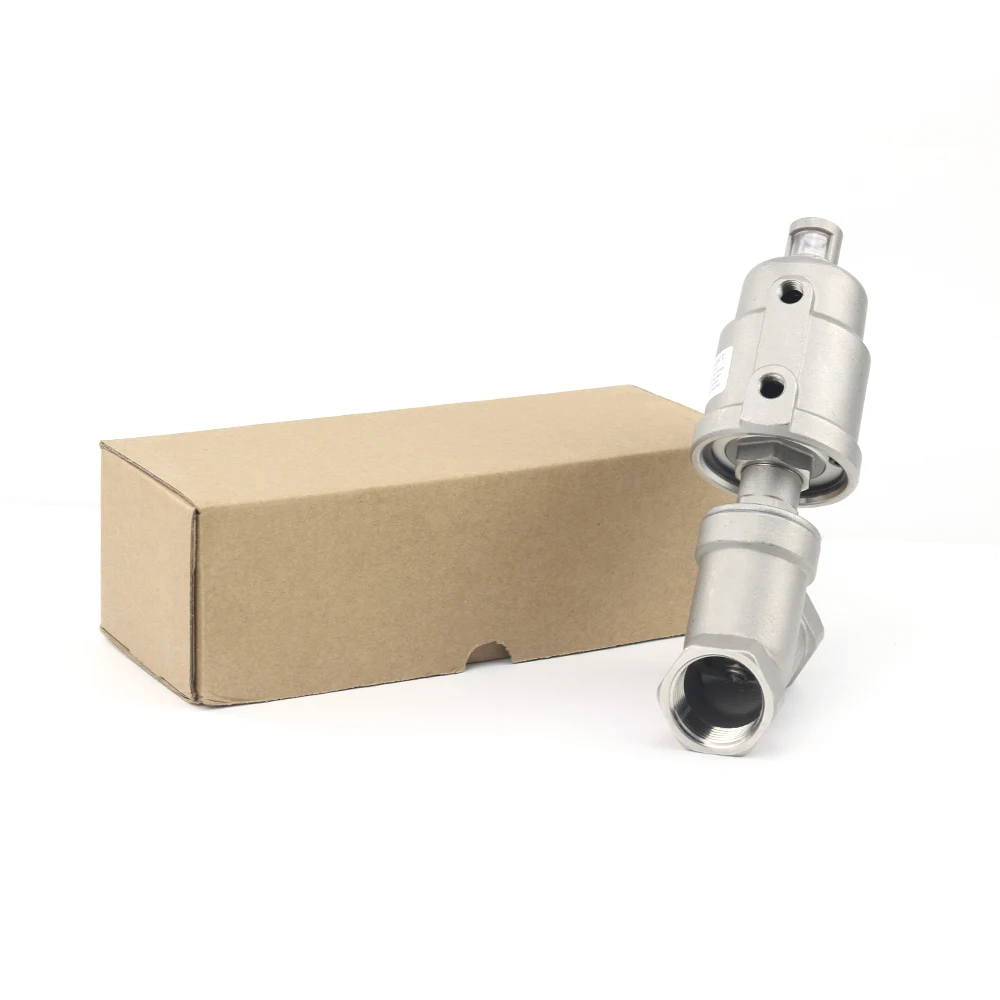 

304 Stainless Steel Normally Closed Y Type With 1/2" 3/4" 1" BSPT Female Pneumatic Air Angle Seat Valve DN15 Steam Gas Oil Water