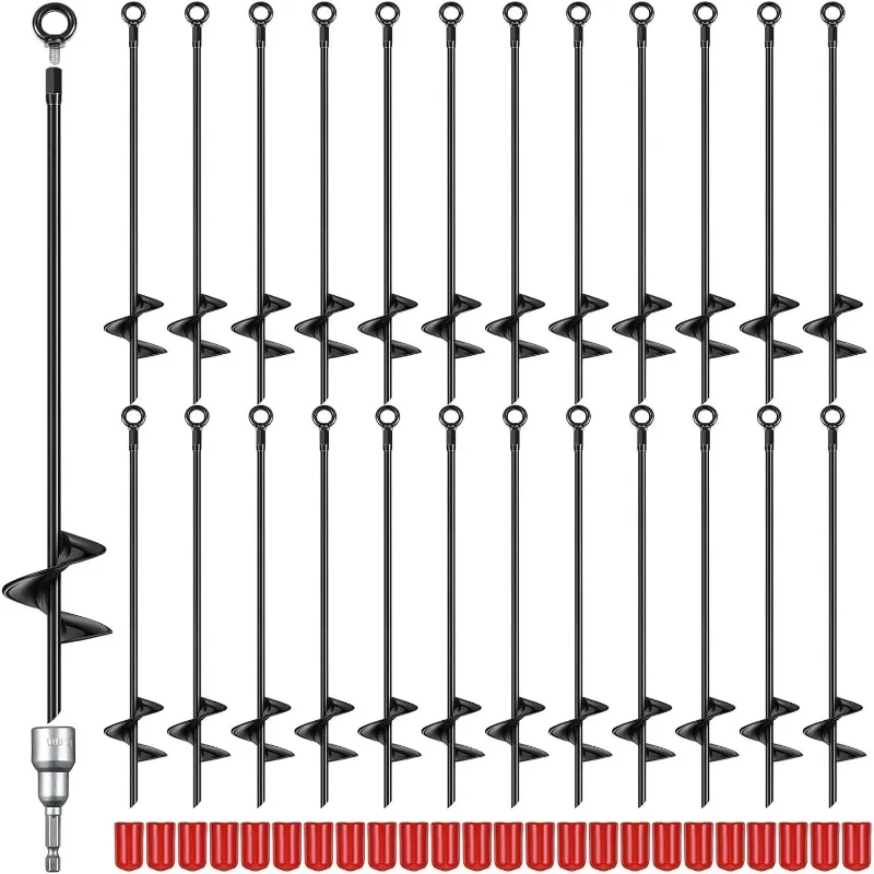 18 Inch Ground Anchor Spiral Blade Heavy Duty Earth Anchors Swing Set Anchors Metal Shed Anchor Kit for Garden Securing T