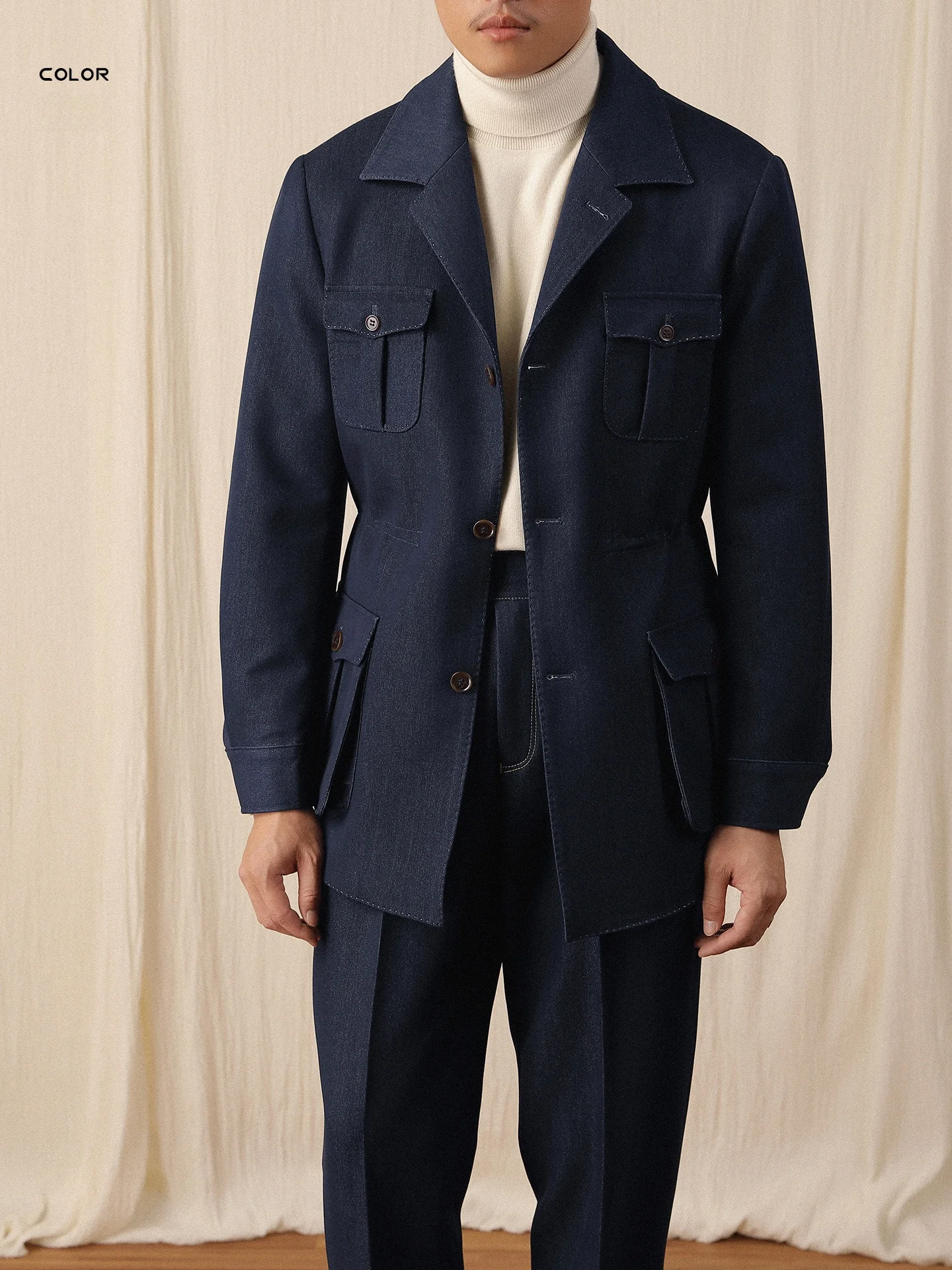 

Мужская джинсовая куртка свободного кроя для осени и зимы, повседневная, деловая, несминаемая, темно-синяя верхняя одежда с карманами и эластичным поясом