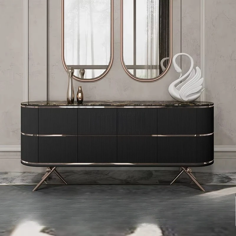 yjq  Italian minimalist solid wood dining side cabinet light luxury household living room storage cabinet