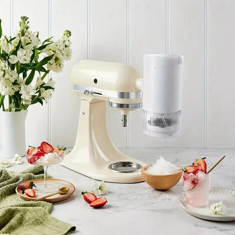 AB43-accessoire de glace pilée pour batteur sur socle Kitchenaid, Machine à cône de neige avec 8 moules à glaçons avec couvercle, lame Fine et grossière