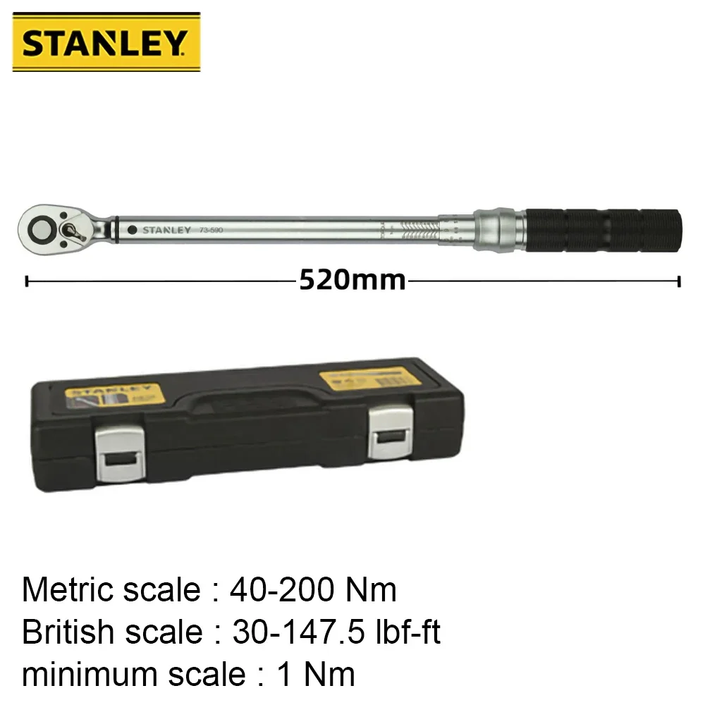 

Stanley STMT73590 1/2 Inch Torque Wrench Ratchet Alloy Steel Body 40-200Nm +/- 3%AC Two Scales Hand Tool for Mechanic Car Repair