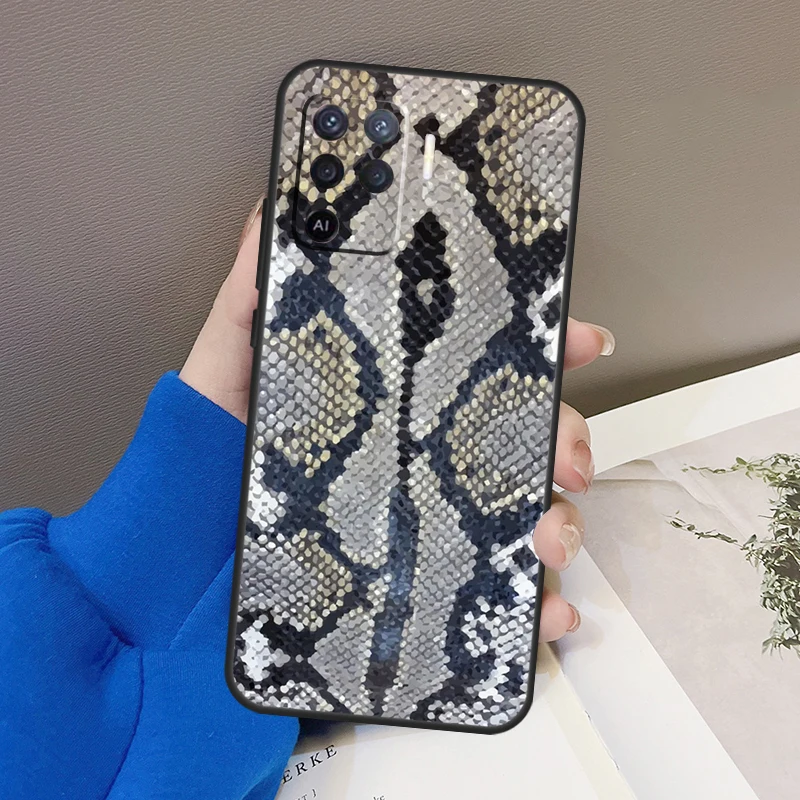 Python Snake Skin Cover For OPPO A15 A16 A3S A5S A52 A72 A94 A74 A54 A83 A91 A93 A31 A5 A9 2020 A53 S Case