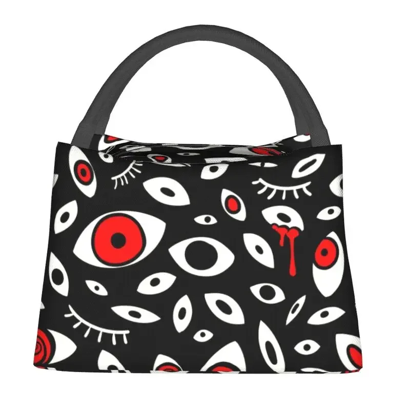 Horror Witchy Eyes Insulated Lunch Bags for Women Waterproof Demon Witch Thermal Cooler Bento Box Beach Camping Travel