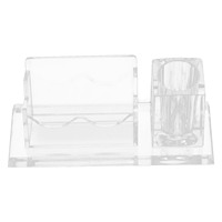 Acrylic Business Card Box Pen Holder Minimalist Desk Organizer for Office Home Use Vertical Card Stand Display Storage