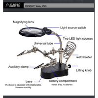 Electronics Repair Station Helping Hands with Magnifier Bright LED Light for PCB Motherboard Phone Watch Glasses Fixing Tools