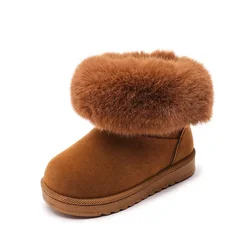 Children Snow Boots Plus Velvet Thick Toddler Boys Girls Cotton Shoes Simple Black Soft Bottom Fashion Winter Kids Warm Shoes