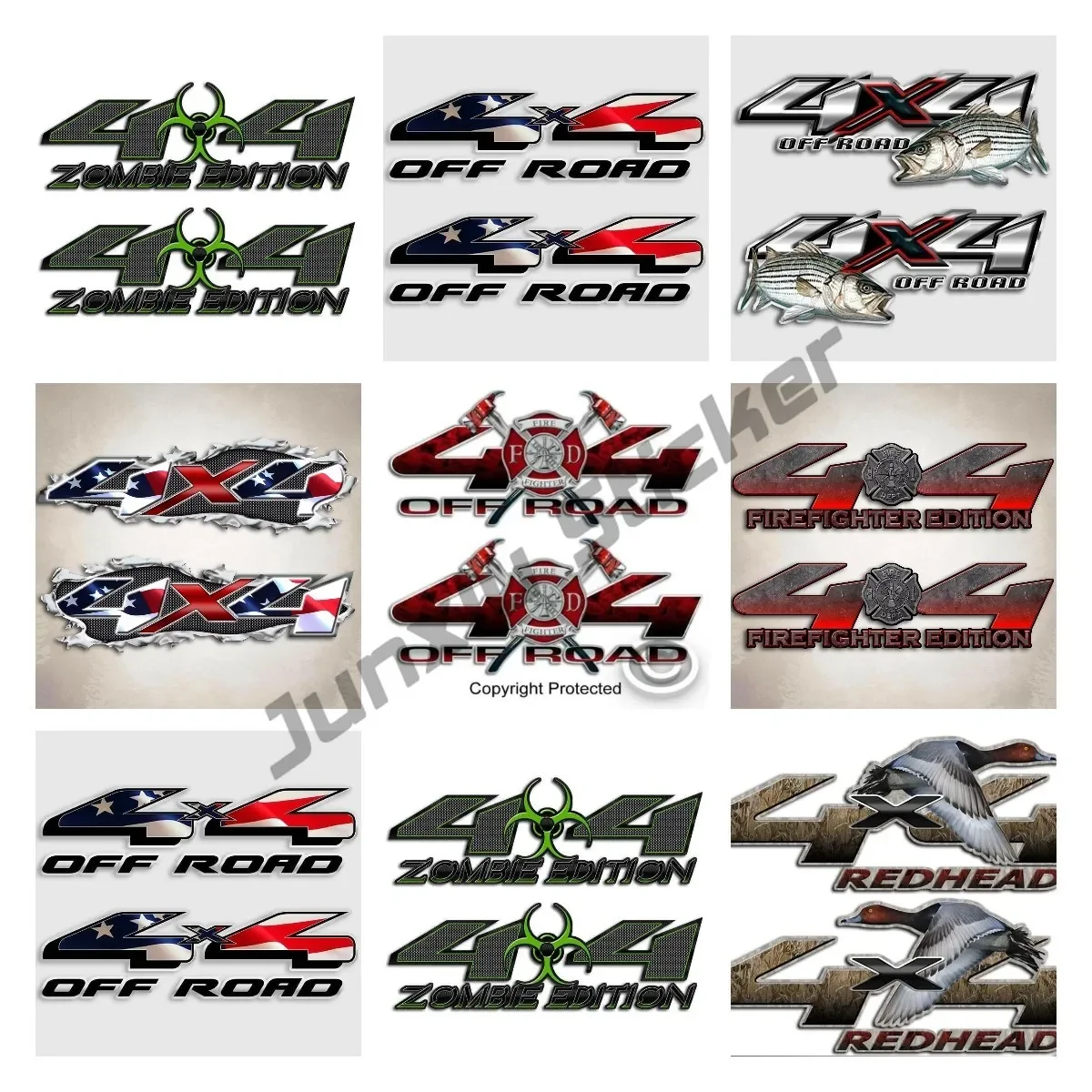 

2Pack Red 4x4 Firefighter Truck Sticker Decal JDM Creative Trunk Guitar Cover Scratches External Decor Stickers