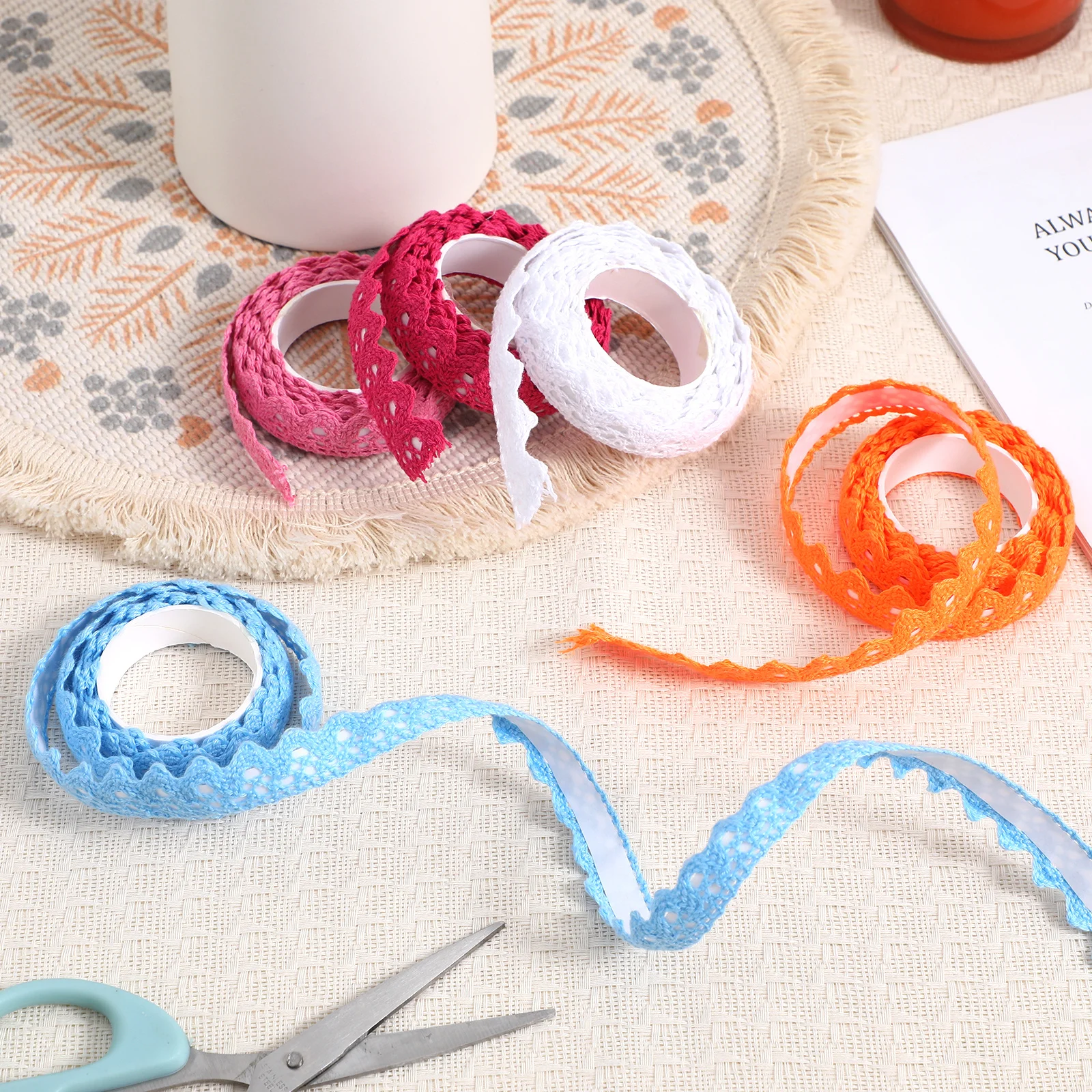 5pcs Hollow Lace Tape Masking Decorative Tape For Diy Scrapbooking Crafts Adhesive Sticky Craft Lace Trim Ribbon Sticker School