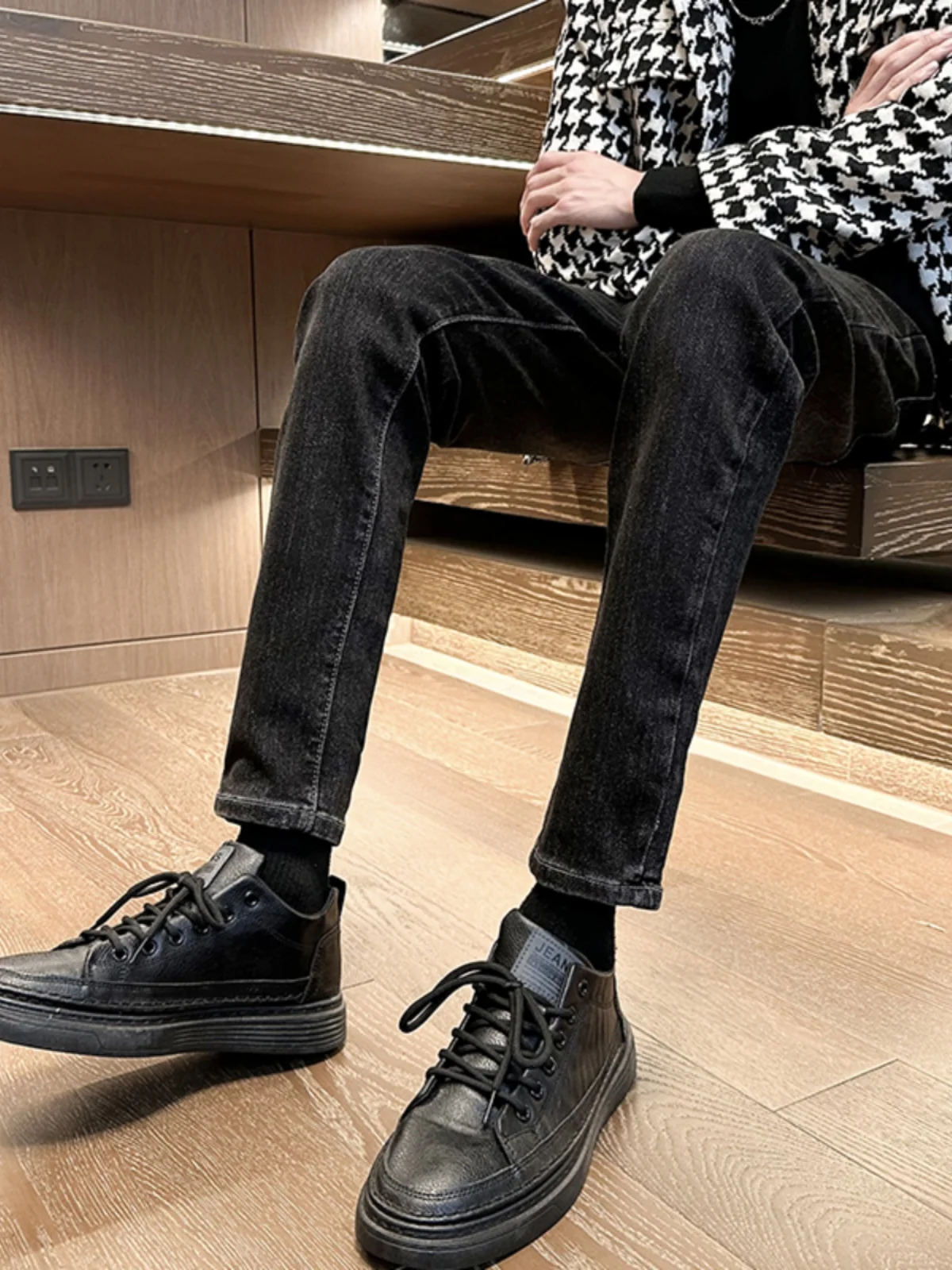 

Мужские джинсы прямого кроя, облегающие, модные повседневные, со средней высотой талии, на молнии, в корейском стиле