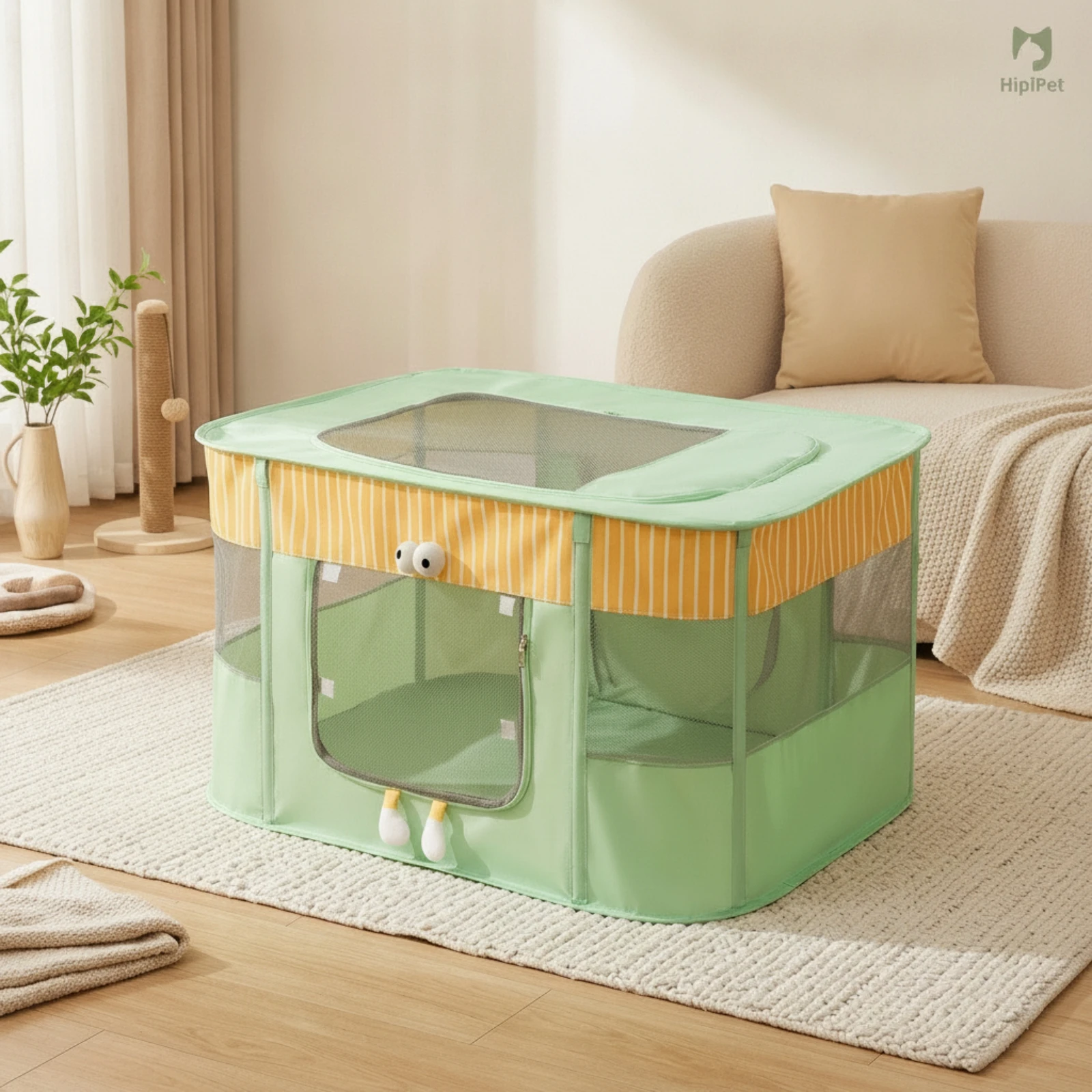 Cat Enclosure with Mesh Panels Breathable Playpen Pet Fence Foldable for Cats, Nesting, Indoor