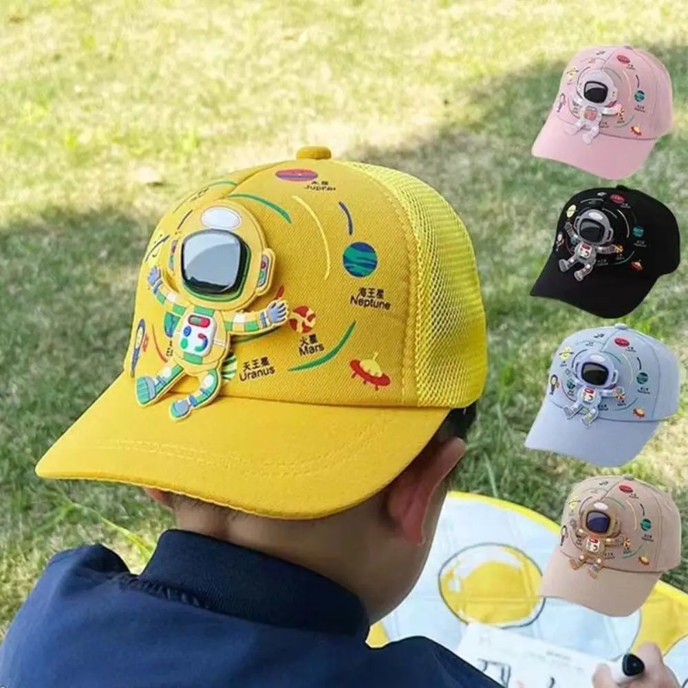 Cartoon Astronaut Baby Baseball Cap Planet Print Adjustable Children Peaked Hats UV Protection Kids Baseball Caps Boys Girls