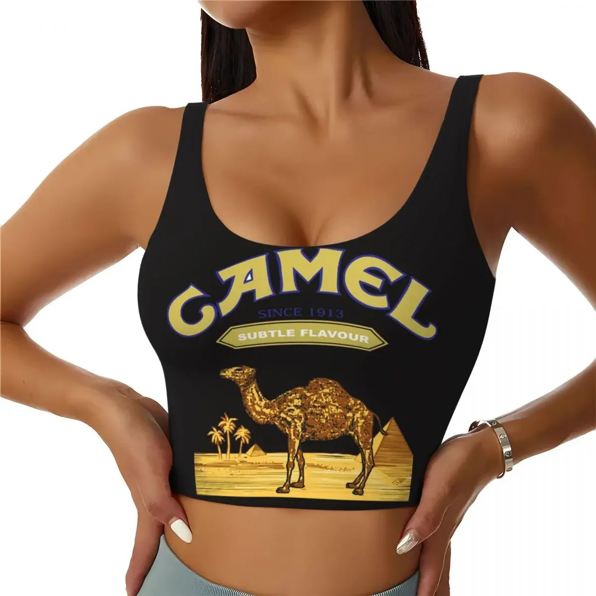 Custom Camel Cigarettes Women Sports Bras High Impact Vest Gym Workout Yoga Crop Tank Tops