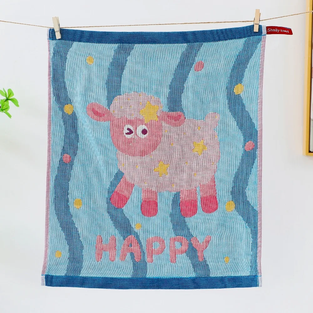 34*40cm Large Hand Towel Decorative 4 Layer Cotton Gauze Pure Cotton Dish Cloth Quick Dry Cartoon Washcloths for Home Restaurant