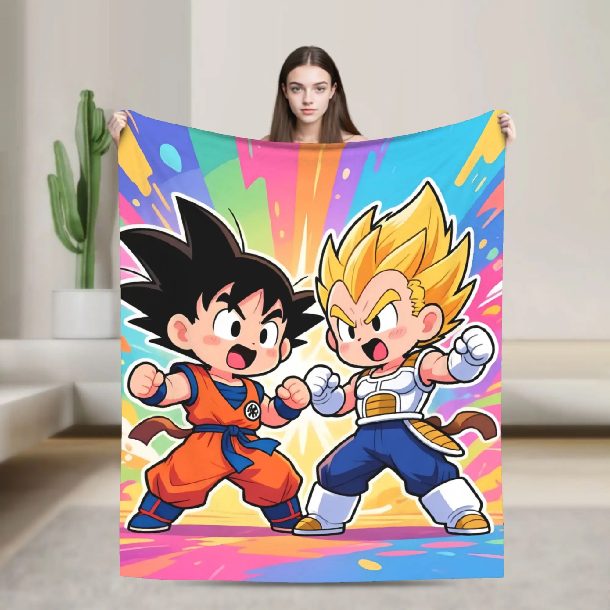 Goku & Goten D-Dragon B-Ball Plush Blanket Kids Flannel Throw Blanket For Couch Chair Soft Design Quality Bedspread Gift Idea