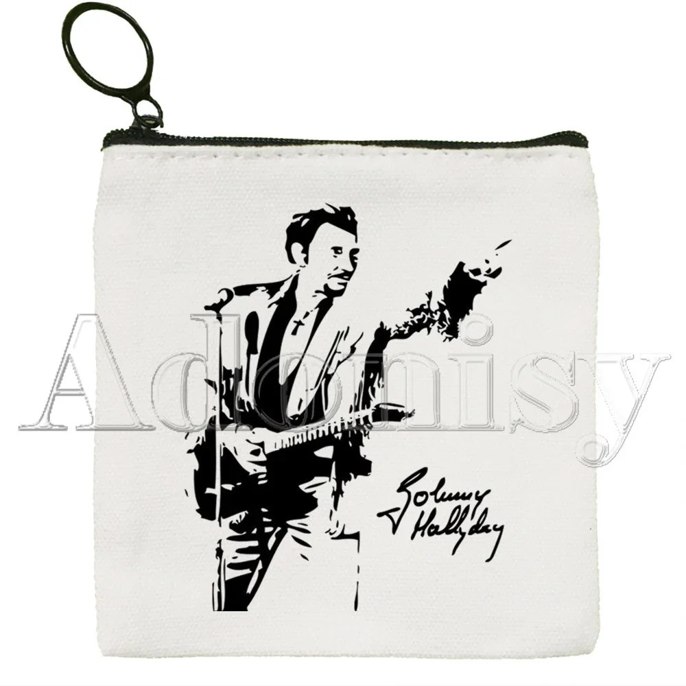 Johnny Hallyday-monedero de lona de Color sólido, pequeño, fresco, con cremallera, bolso para llaves, bolsa de regalo de mano