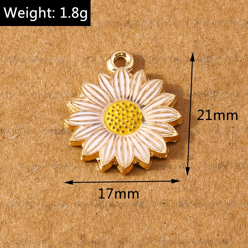 10pcs Cute Enamel Sunflower Charms Pendants for Necklace Bracelet Earrings DIY Jewelry Making Accessories Supplies