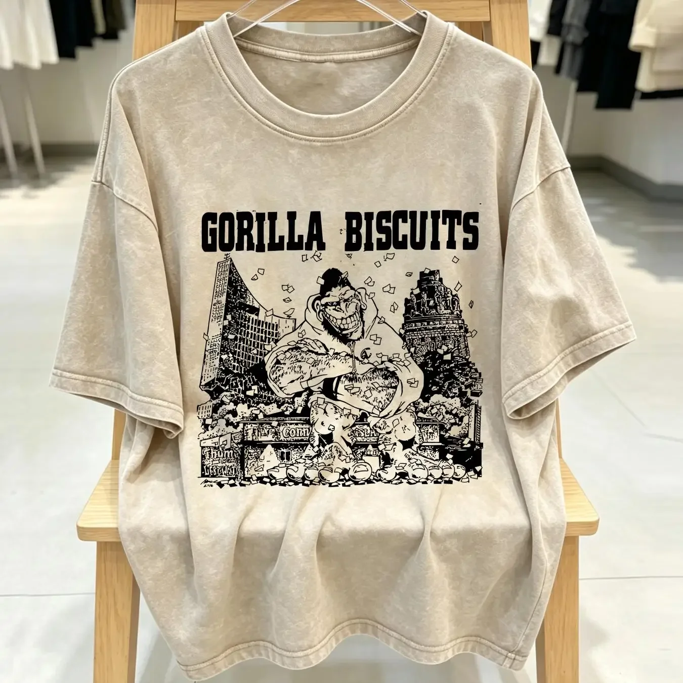 washed T Shirt NWT Gorilla Biscuits American Hardcore Puunk Music long or short sleeves vintage Washed Comfortable Unisex homme