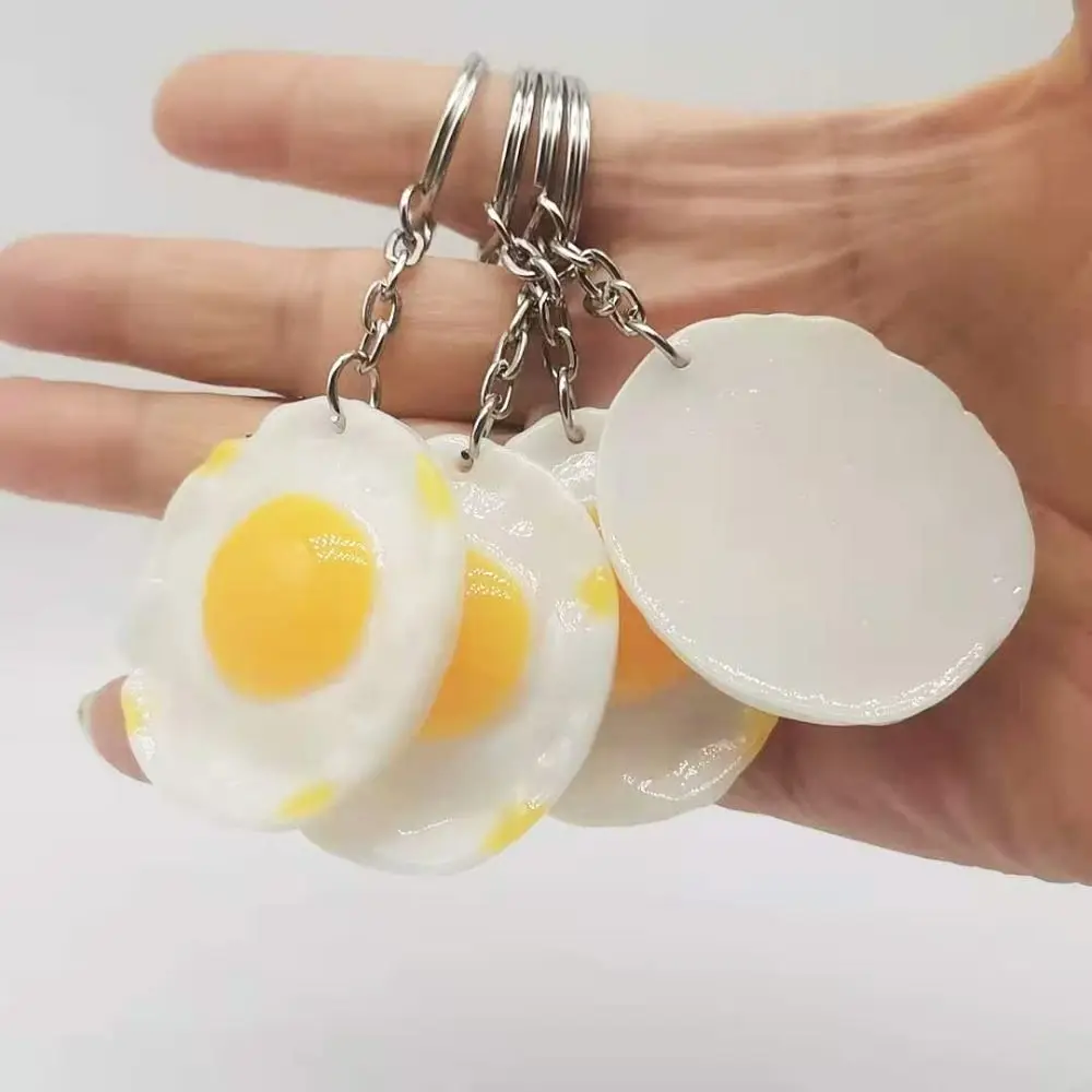 Funny Fried Egg Keychain Cute Luxury Poached Egg Charm Exquisite Fashion Simulation Food Keyring