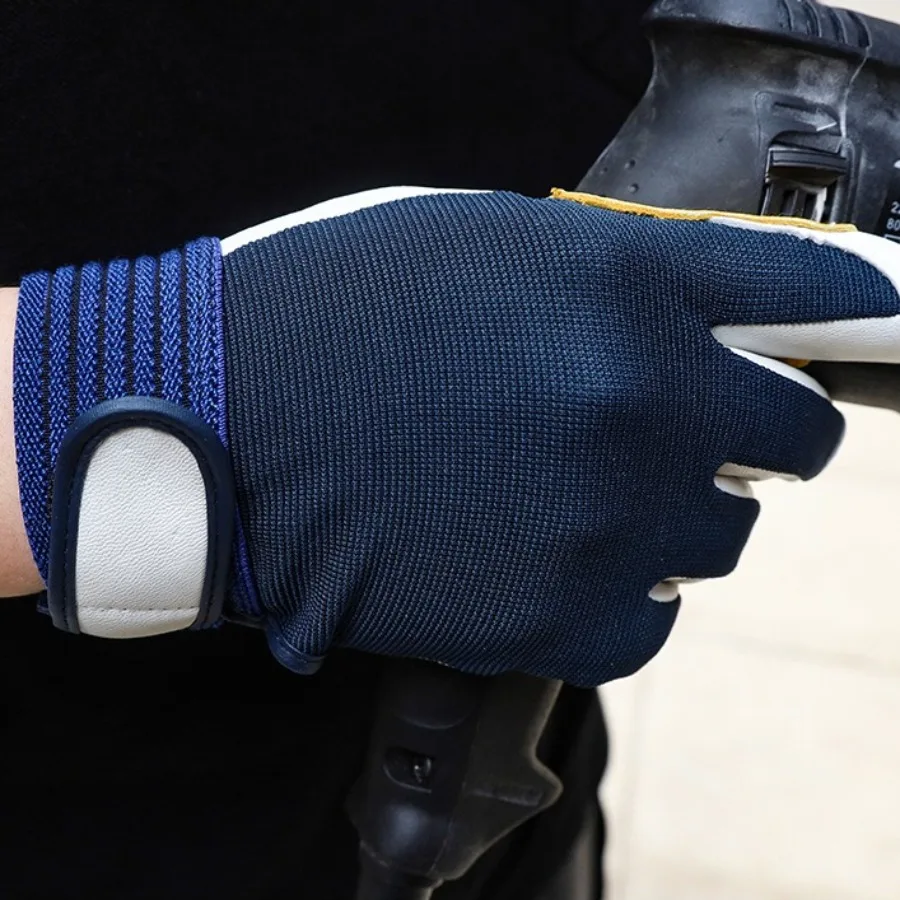 Luvas de trabalho de pele de carneiro de grão superior de couro genuíno - Luvas de proteção de segurança para dirigir, reparar, manutenção e trabalho