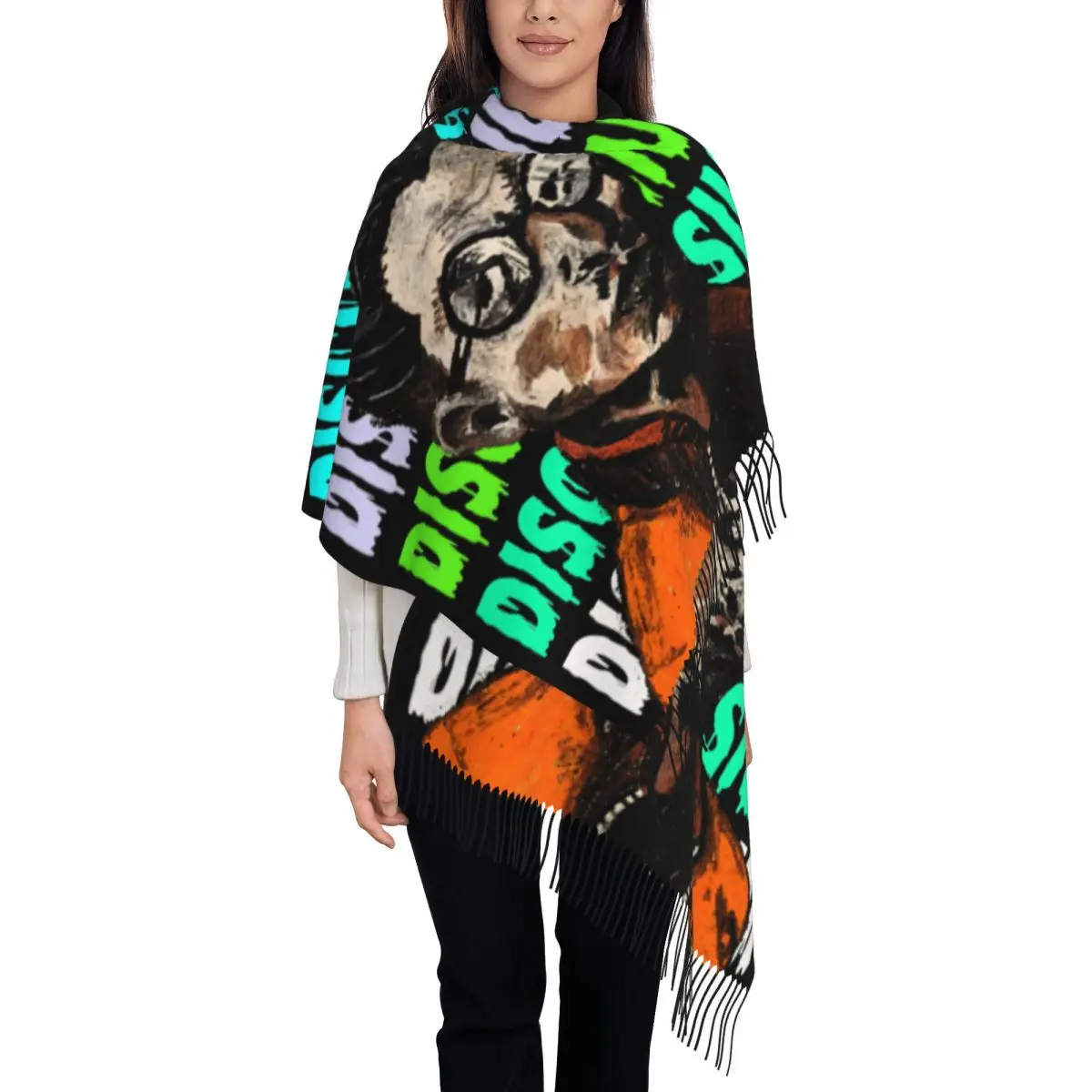 

Custom Lady Large Disco Elysium Revachol RPG Game Scarves Women Winter Fall Thick Warm Tassel Shawl Wrap Premium Scoop Scarf