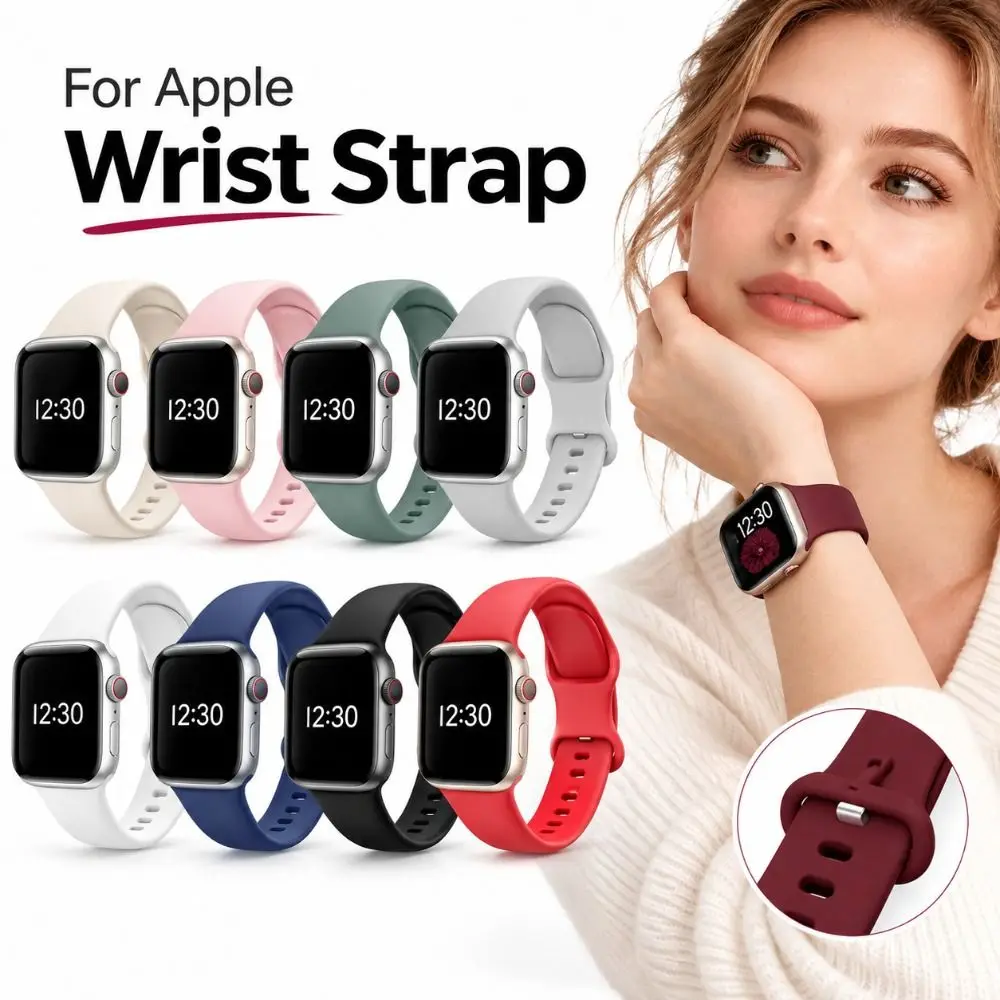 Silicone Smart Watch Band Adjustable Soft Sport Bracelet Flexible Sweat Resistant For Apple Wrist Strap For iWatch Series