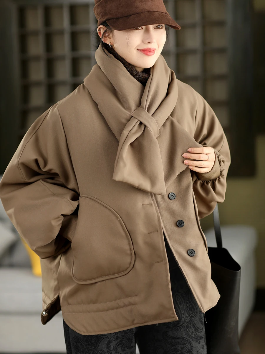 

Утепленное пальто-шарф из вельвета Thiened Aphene Cloud Velvet, женское зимнее ветрозащитное теплое хлопковое пальто с длинными рукавами, хлопковая одежда